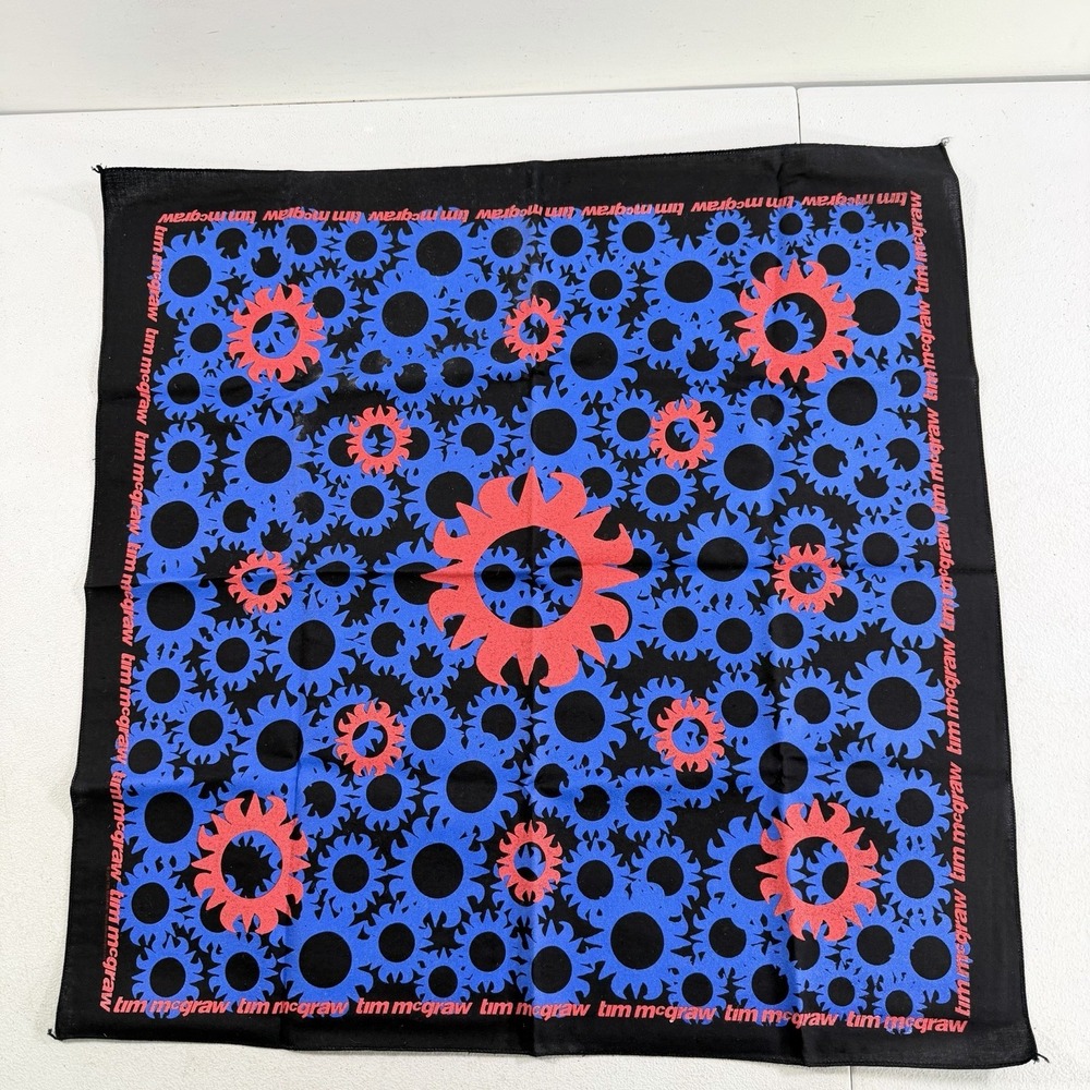 Vintage Tim McGraw Country‎ Music Bandana Scarf Handkerchief Black Blue 21"x 21"